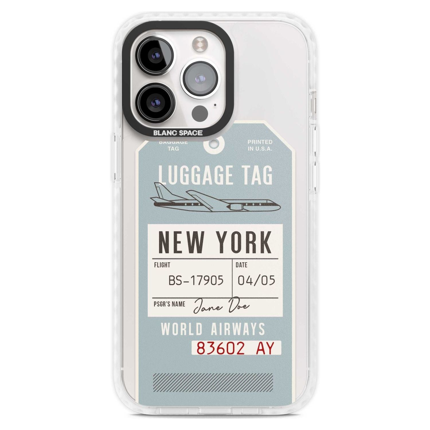 Personalised Vintage USA Luggage Tag Custom Phone Case iPhone 15 Pro Max / Magsafe Impact Case,iPhone 15 Pro / Magsafe Impact Case Blanc Space