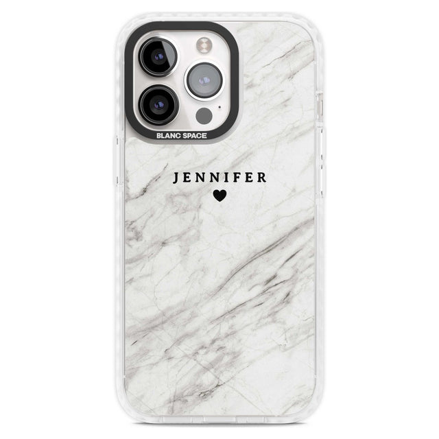 Personalised Light Grey & White Marble Texture Custom Phone Case iPhone 15 Pro Max / Magsafe Impact Case,iPhone 15 Pro / Magsafe Impact Case Blanc Space