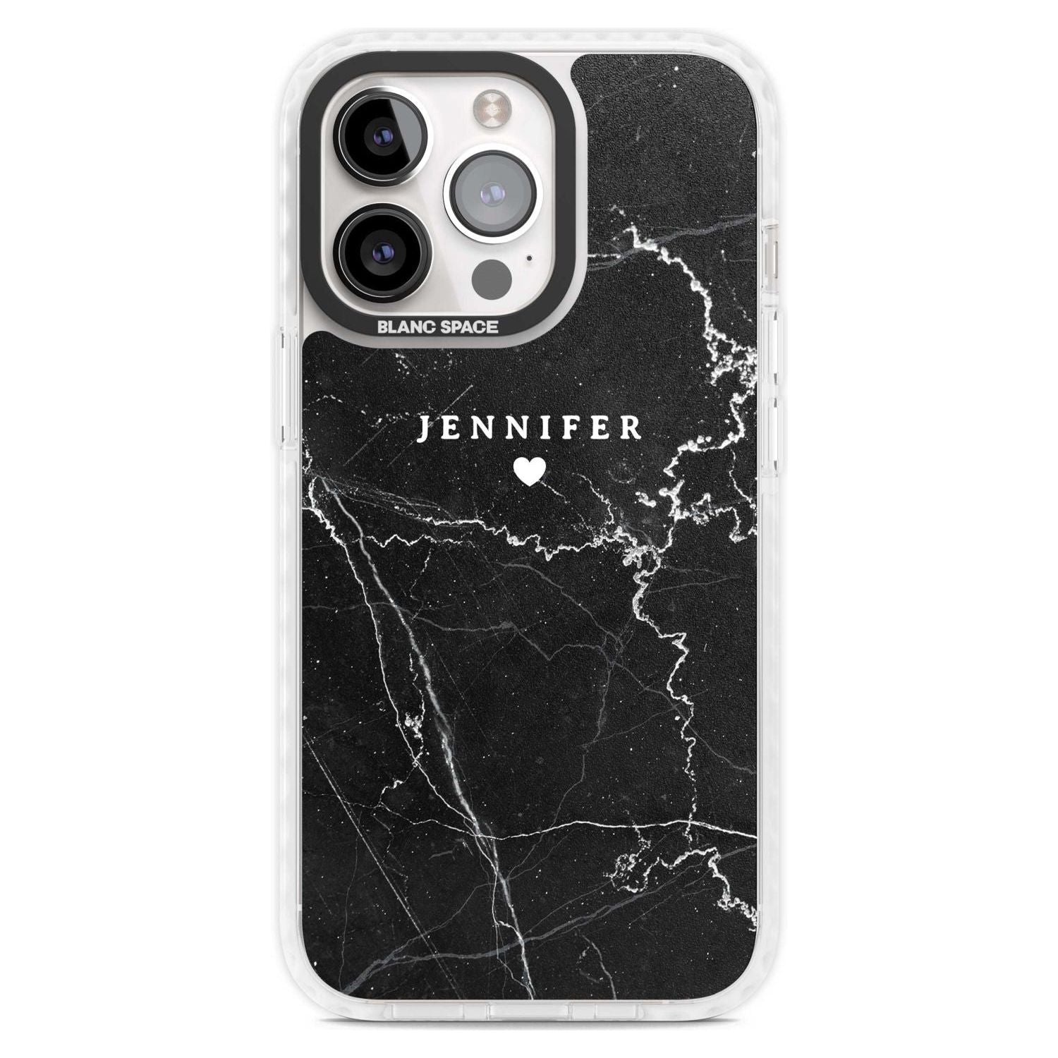 Personalised Black Marble 2 Custom Phone Case iPhone 15 Pro Max / Magsafe Impact Case,iPhone 15 Pro / Magsafe Impact Case Blanc Space
