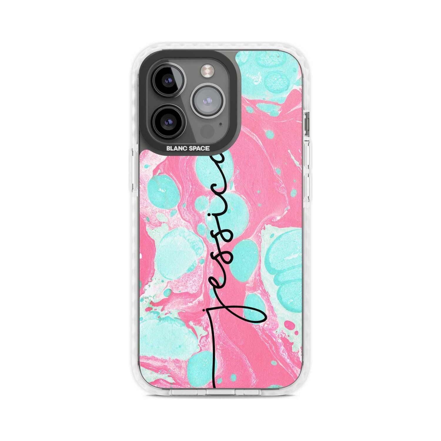Personalised Turquoise & Pink - Marbled Custom Phone Case iPhone 15 Pro Max / Magsafe Impact Case,iPhone 15 Pro / Magsafe Impact Case Blanc Space