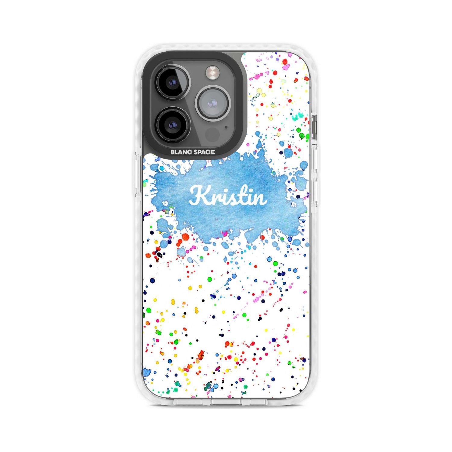 Personalised Rainbow Paint Splatter Custom Phone Case iPhone 15 Pro Max / Magsafe Impact Case,iPhone 15 Pro / Magsafe Impact Case Blanc Space