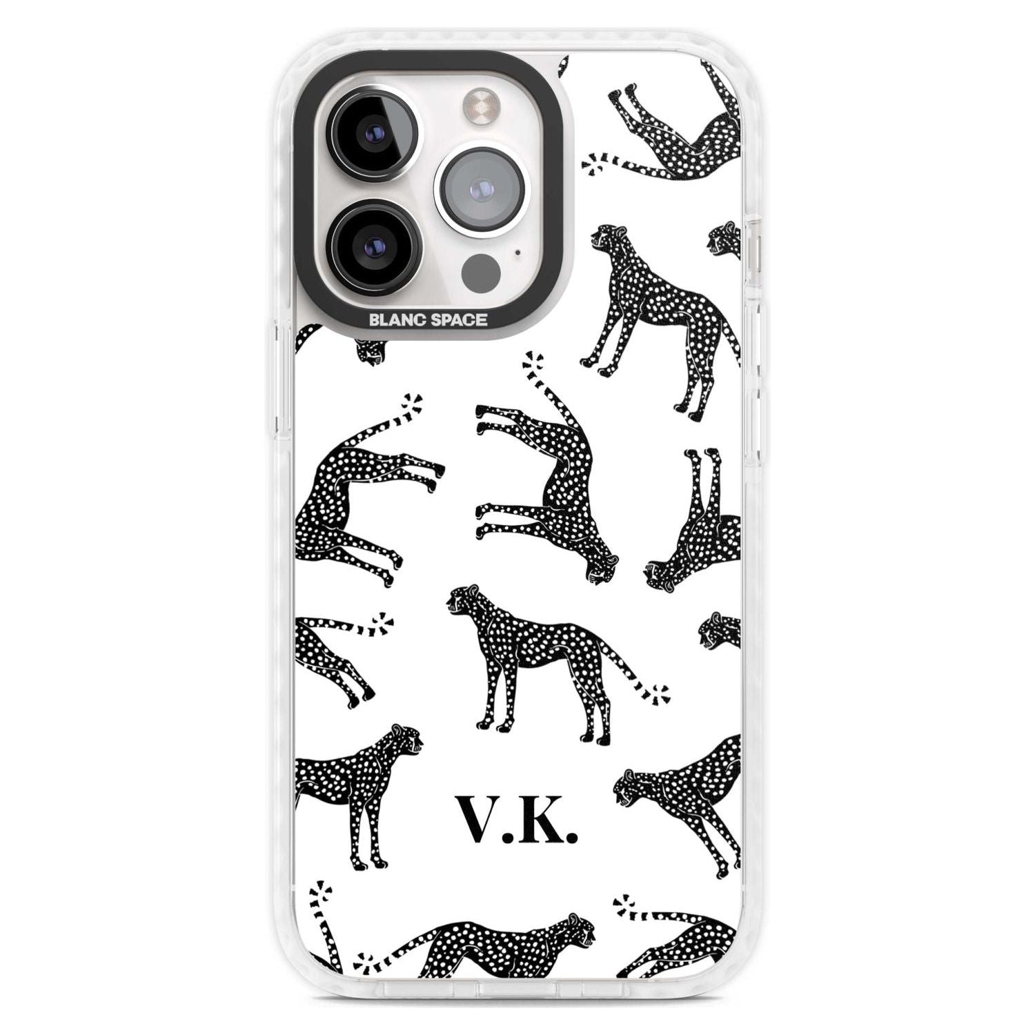 Personalised Cheetah Black & White Custom Phone Case iPhone 15 Pro Max / Magsafe Impact Case,iPhone 15 Pro / Magsafe Impact Case Blanc Space