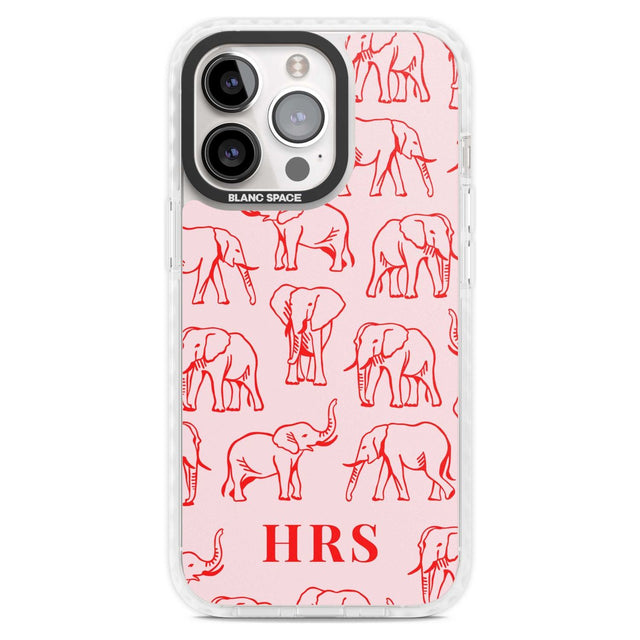 Personalised Red Elephant Outlines on Pink Custom Phone Case iPhone 15 Pro Max / Magsafe Impact Case,iPhone 15 Pro / Magsafe Impact Case Blanc Space