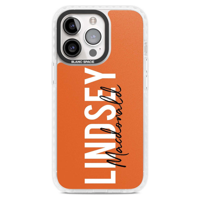 Personalised Bold Name: Orange Custom Phone Case iPhone 15 Pro Max / Magsafe Impact Case,iPhone 15 Pro / Magsafe Impact Case Blanc Space