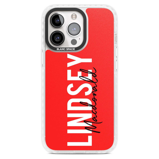Personalised Bold Name: Red Custom Phone Case iPhone 15 Pro Max / Magsafe Impact Case,iPhone 15 Pro / Magsafe Impact Case Blanc Space