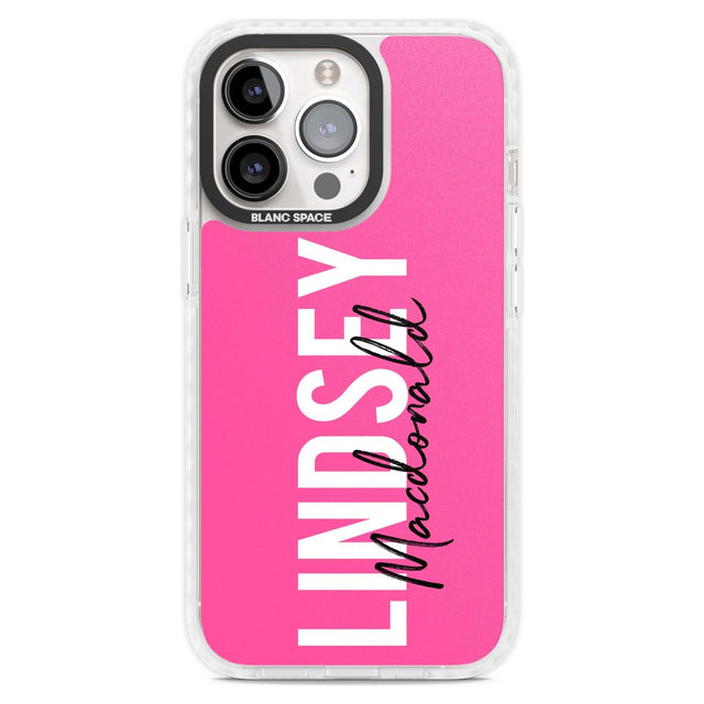 Personalised Bold Name: Pink Custom Phone Case iPhone 15 Pro Max / Magsafe Impact Case,iPhone 15 Pro / Magsafe Impact Case Blanc Space