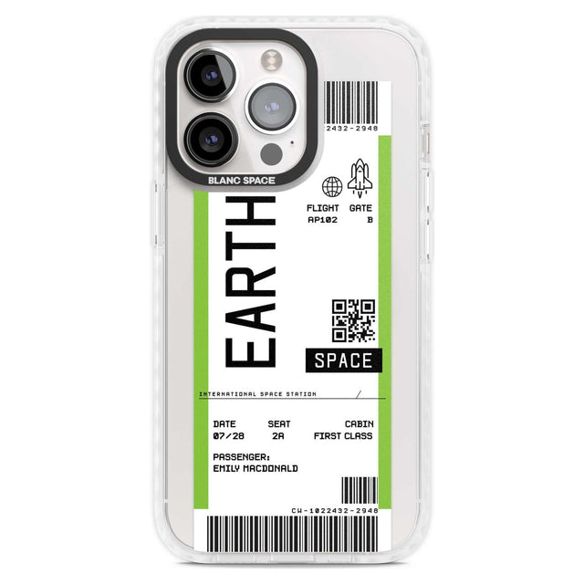 Personalised Earth Space Travel Ticket Custom Phone Case iPhone 15 Pro Max / Magsafe Impact Case,iPhone 15 Pro / Magsafe Impact Case Blanc Space