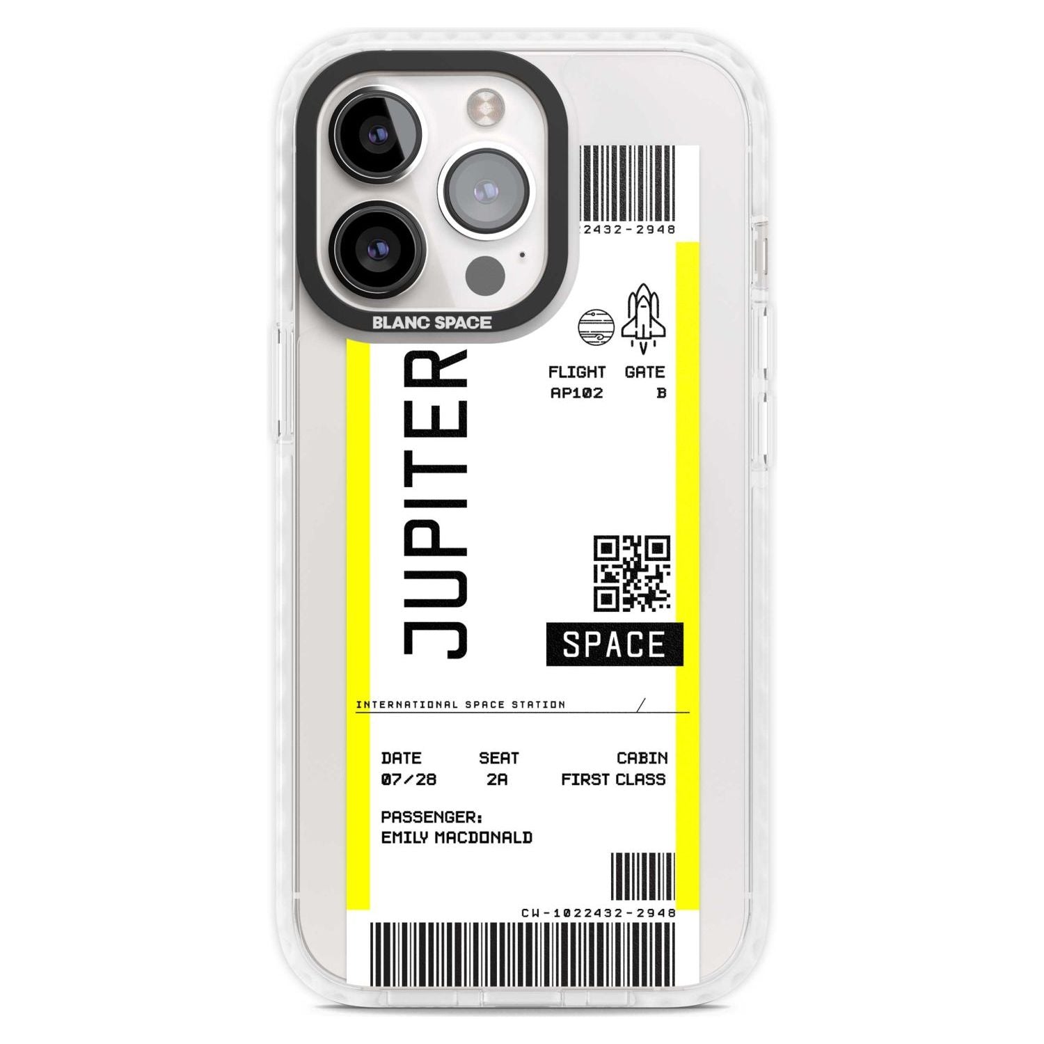Personalised Jupiter Travel Ticket Custom Phone Case iPhone 15 Pro Max / Magsafe Impact Case,iPhone 15 Pro / Magsafe Impact Case Blanc Space
