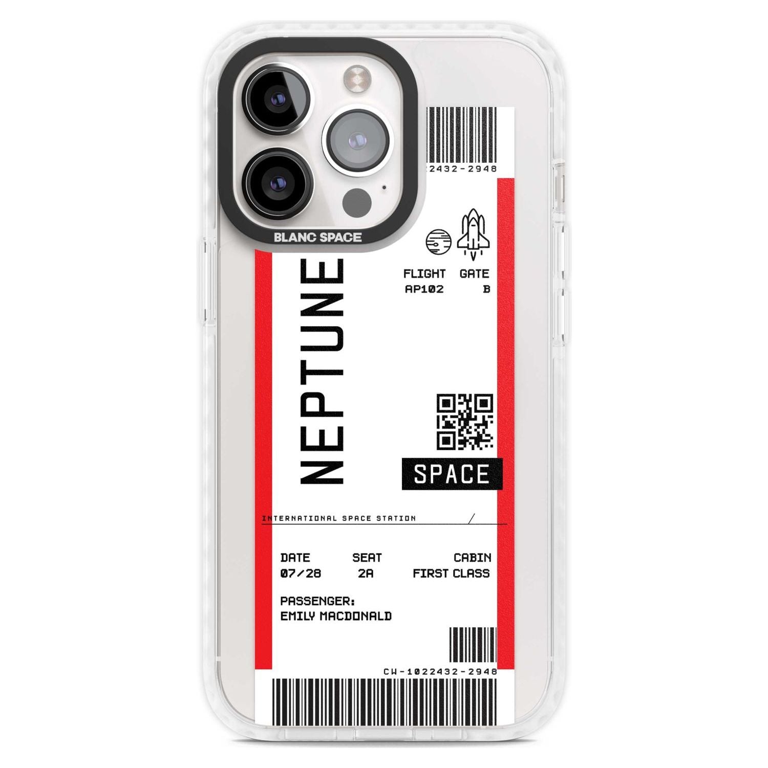 Personalised Neptune Space Travel Ticket Custom Phone Case iPhone 15 Pro Max / Magsafe Impact Case,iPhone 15 Pro / Magsafe Impact Case Blanc Space
