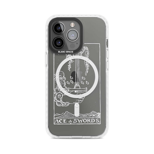 Personalised Ace of Swords Tarot Card - White Transparent Custom Phone Case iPhone 15 Pro Max / Magsafe Impact Case,iPhone 15 Pro / Magsafe Impact Case Blanc Space