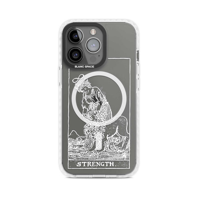 Personalised Strength Tarot Card - White Transparent Custom Phone Case iPhone 15 Pro Max / Magsafe Impact Case,iPhone 15 Pro / Magsafe Impact Case Blanc Space