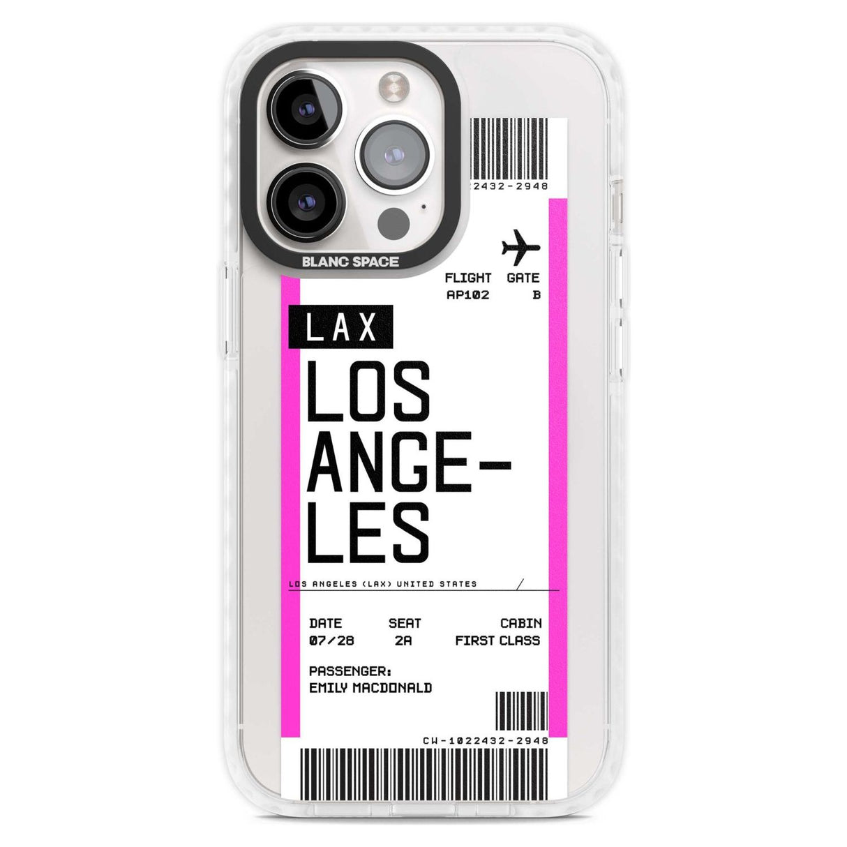 Personalised Los Angeles Boarding Pass Custom Phone Case iPhone 15 Pro Max / Magsafe Impact Case,iPhone 15 Pro / Magsafe Impact Case Blanc Space