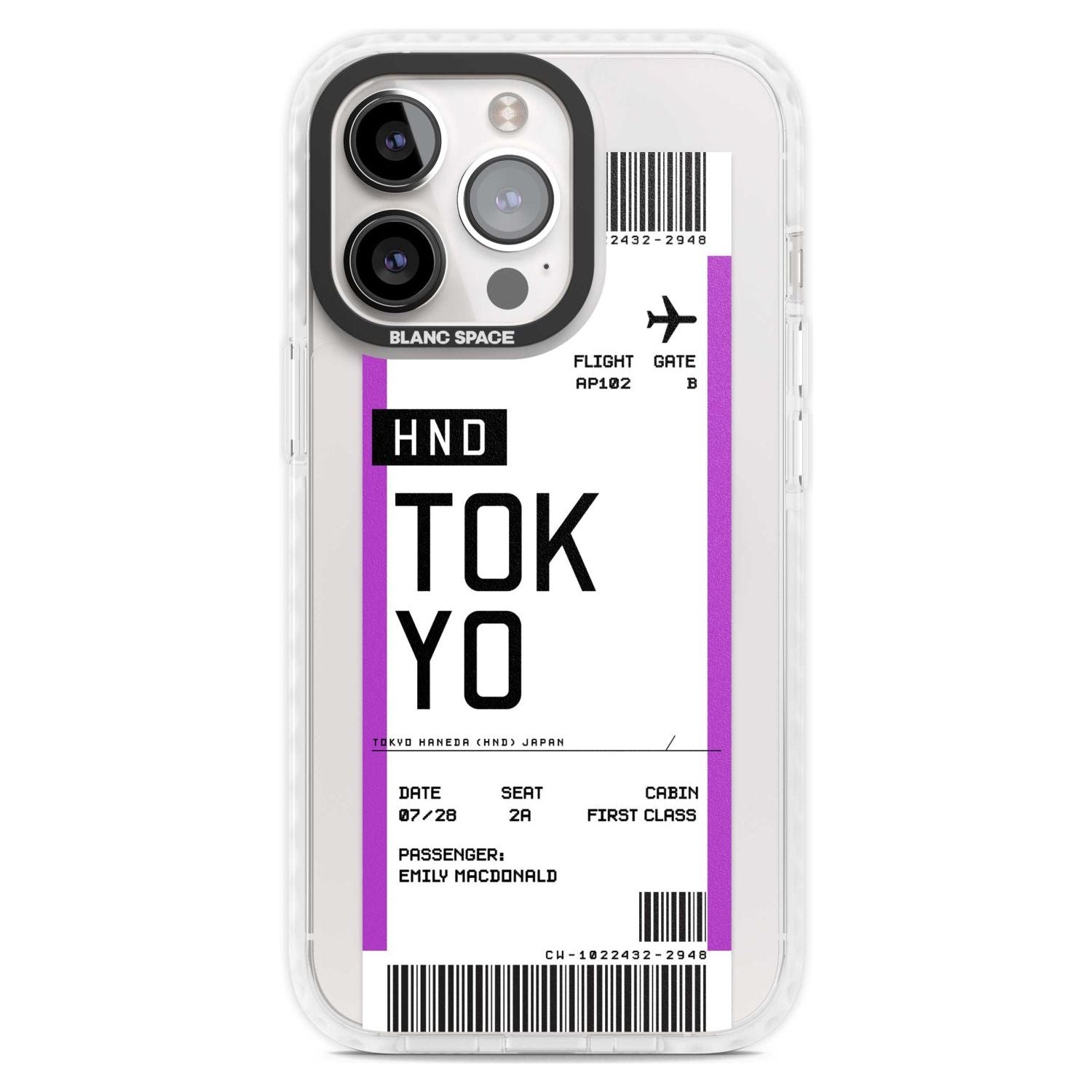 Personalised Tokyo Boarding Pass Custom Phone Case iPhone 15 Pro Max / Magsafe Impact Case,iPhone 15 Pro / Magsafe Impact Case Blanc Space