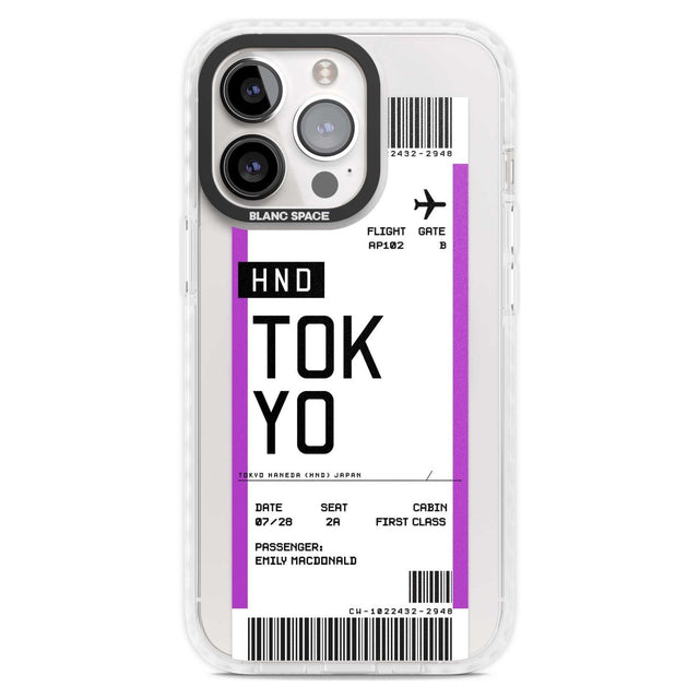 Personalised Tokyo Boarding Pass Custom Phone Case iPhone 15 Pro Max / Magsafe Impact Case,iPhone 15 Pro / Magsafe Impact Case Blanc Space
