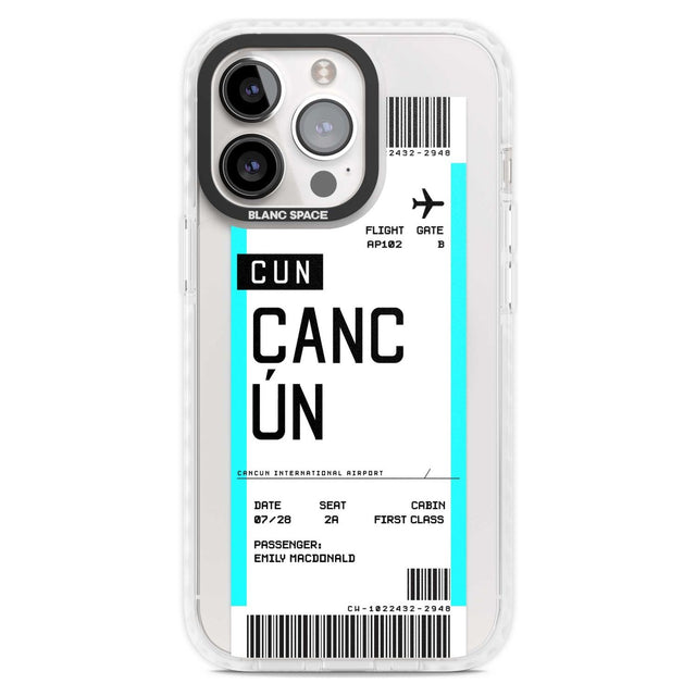 Personalised Cancún Boarding Pass Custom Phone Case iPhone 15 Pro Max / Magsafe Impact Case,iPhone 15 Pro / Magsafe Impact Case Blanc Space