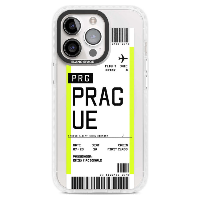 Personalised Prague Boarding Pass Custom Phone Case iPhone 15 Pro Max / Magsafe Impact Case,iPhone 15 Pro / Magsafe Impact Case Blanc Space