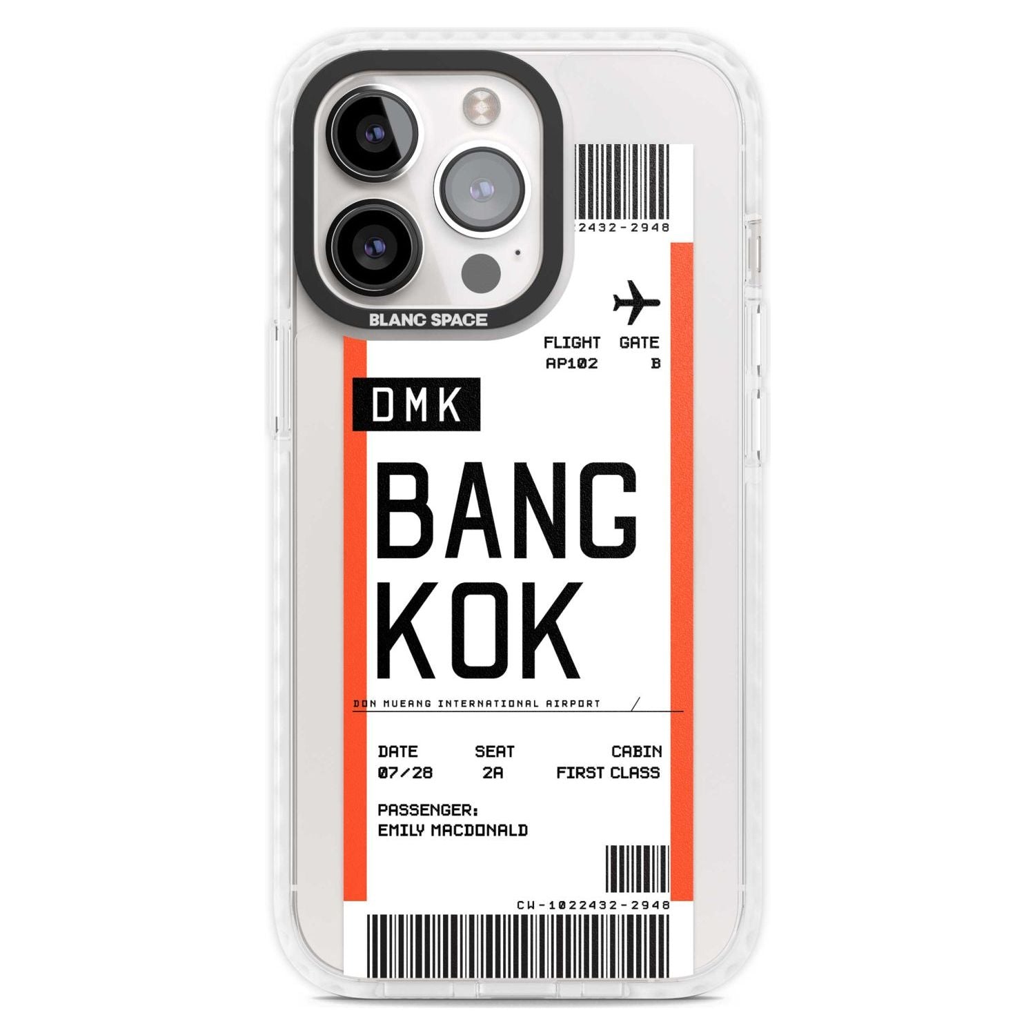 Personalised Bangkok Boarding Pass Custom Phone Case iPhone 15 Pro Max / Magsafe Impact Case,iPhone 15 Pro / Magsafe Impact Case Blanc Space