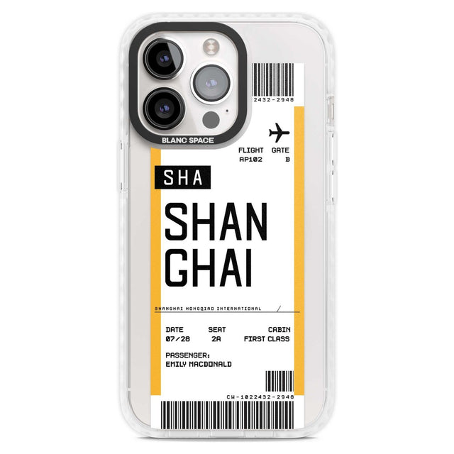 Personalised Shangai Boarding Pass Custom Phone Case iPhone 15 Pro Max / Magsafe Impact Case,iPhone 15 Pro / Magsafe Impact Case Blanc Space