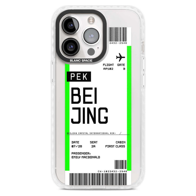 Personalised Beijing Boarding Pass Custom Phone Case iPhone 15 Pro Max / Magsafe Impact Case,iPhone 15 Pro / Magsafe Impact Case Blanc Space