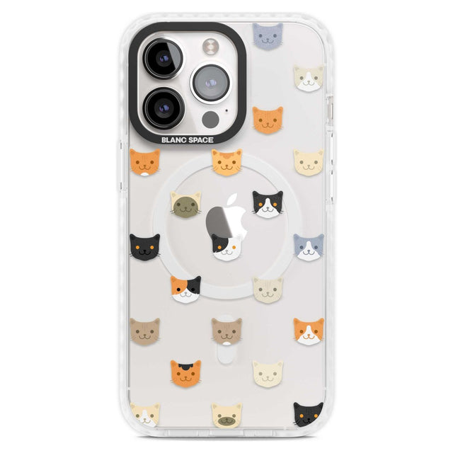 Cute Cat Face Transparent Phone Case iPhone 15 Pro Max / Magsafe Impact Case,iPhone 15 Pro / Magsafe Impact Case Blanc Space
