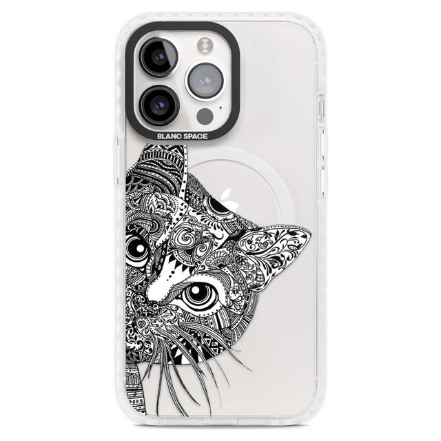 Henna Cat Phone Case iPhone 15 Pro Max / Magsafe Impact Case,iPhone 15 Pro / Magsafe Impact Case Blanc Space