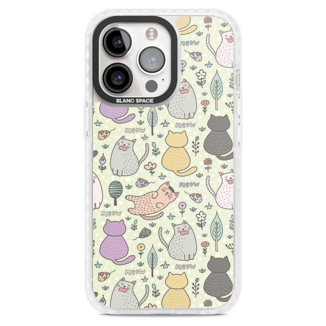 Cat Pattern Cream Phone Case iPhone 15 Pro Max / Magsafe Impact Case,iPhone 15 Pro / Magsafe Impact Case Blanc Space