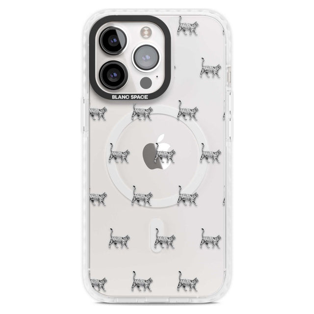 British Shorthair Cat Pattern Phone Case iPhone 15 Pro Max / Magsafe Impact Case,iPhone 15 Pro / Magsafe Impact Case Blanc Space