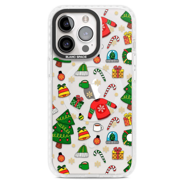Christmas Mixture Pattern Phone Case iPhone 15 Pro Max / Magsafe Impact Case,iPhone 15 Pro / Magsafe Impact Case Blanc Space