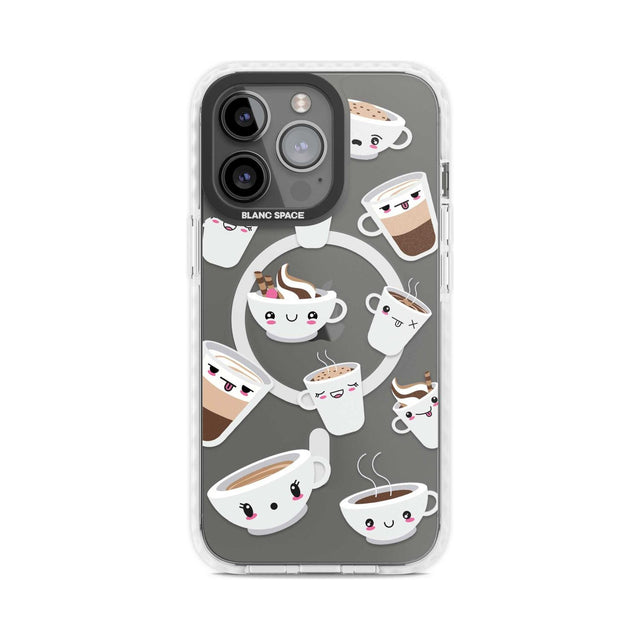 Coffee Faces Phone Case iPhone 15 Pro Max / Magsafe Impact Case,iPhone 15 Pro / Magsafe Impact Case Blanc Space