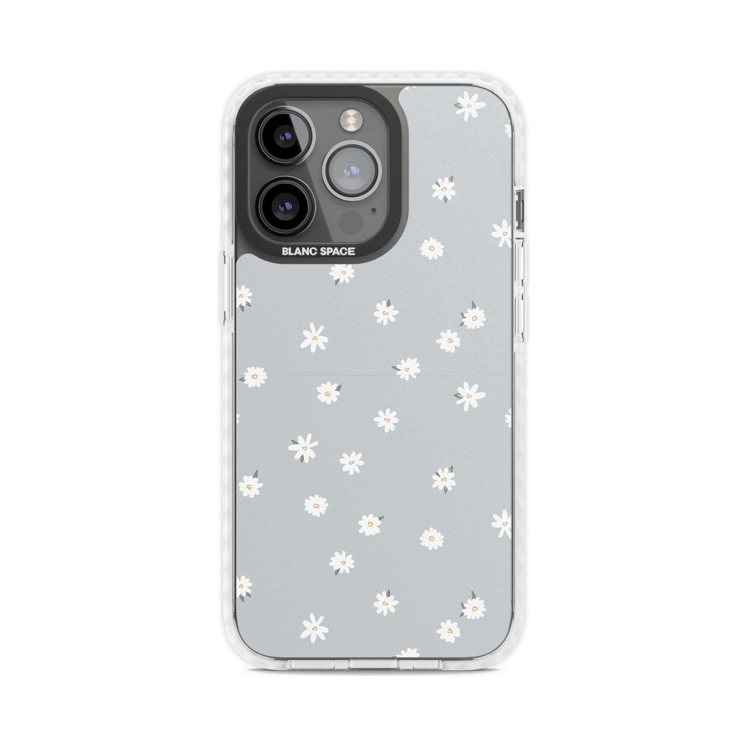 Painted Daisy Blue-Grey Cute Phone Case iPhone 15 Pro Max / Magsafe Impact Case,iPhone 15 Pro / Magsafe Impact Case Blanc Space