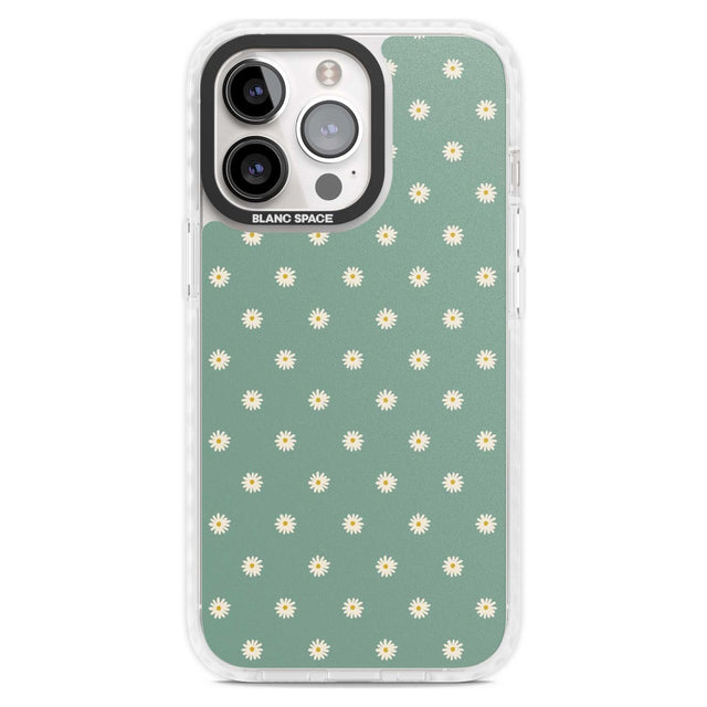 Daisy Pattern Teal Cute Floral Phone Case iPhone 15 Pro Max / Magsafe Impact Case,iPhone 15 Pro / Magsafe Impact Case Blanc Space