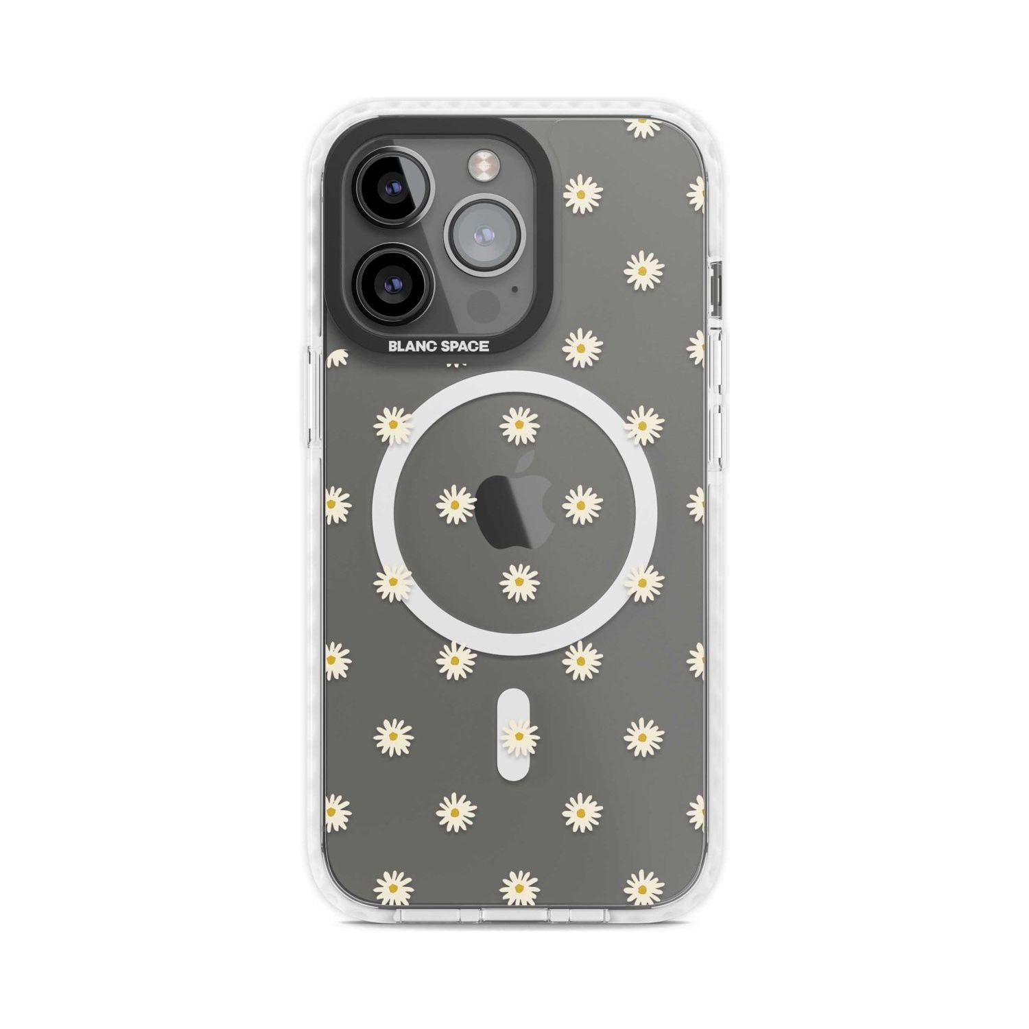 Daisy Pattern Transparent Cute Floral Phone Case iPhone 15 Pro Max / Magsafe Impact Case,iPhone 15 Pro / Magsafe Impact Case Blanc Space