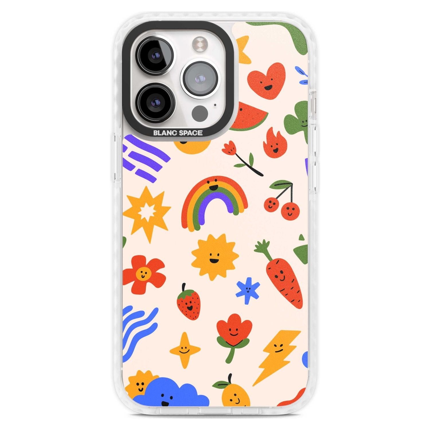 Mixed Large Kawaii Icons - Solid Phone Case iPhone 15 Pro Max / Magsafe Impact Case,iPhone 15 Pro / Magsafe Impact Case Blanc Space