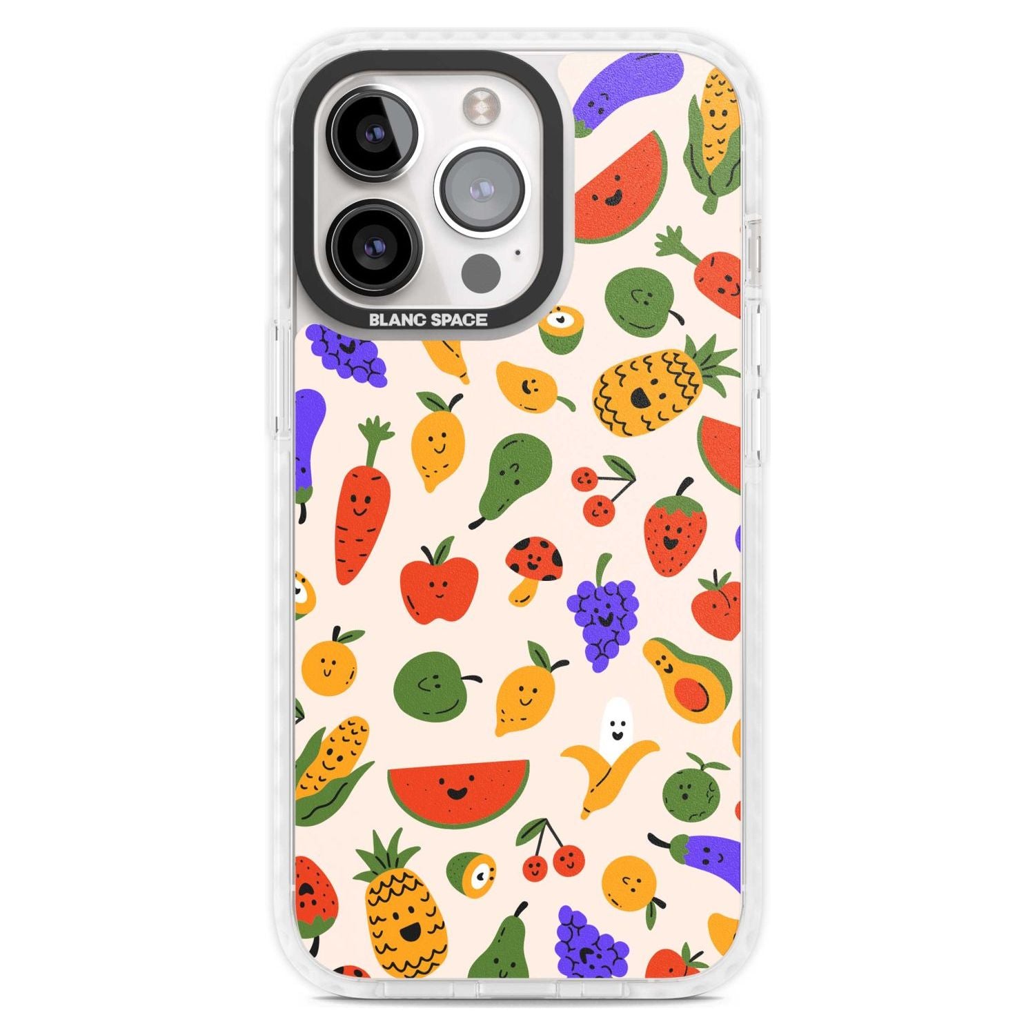 Mixed Kawaii Food Icons - Solid Phone Case iPhone 15 Pro Max / Magsafe Impact Case,iPhone 15 Pro / Magsafe Impact Case Blanc Space