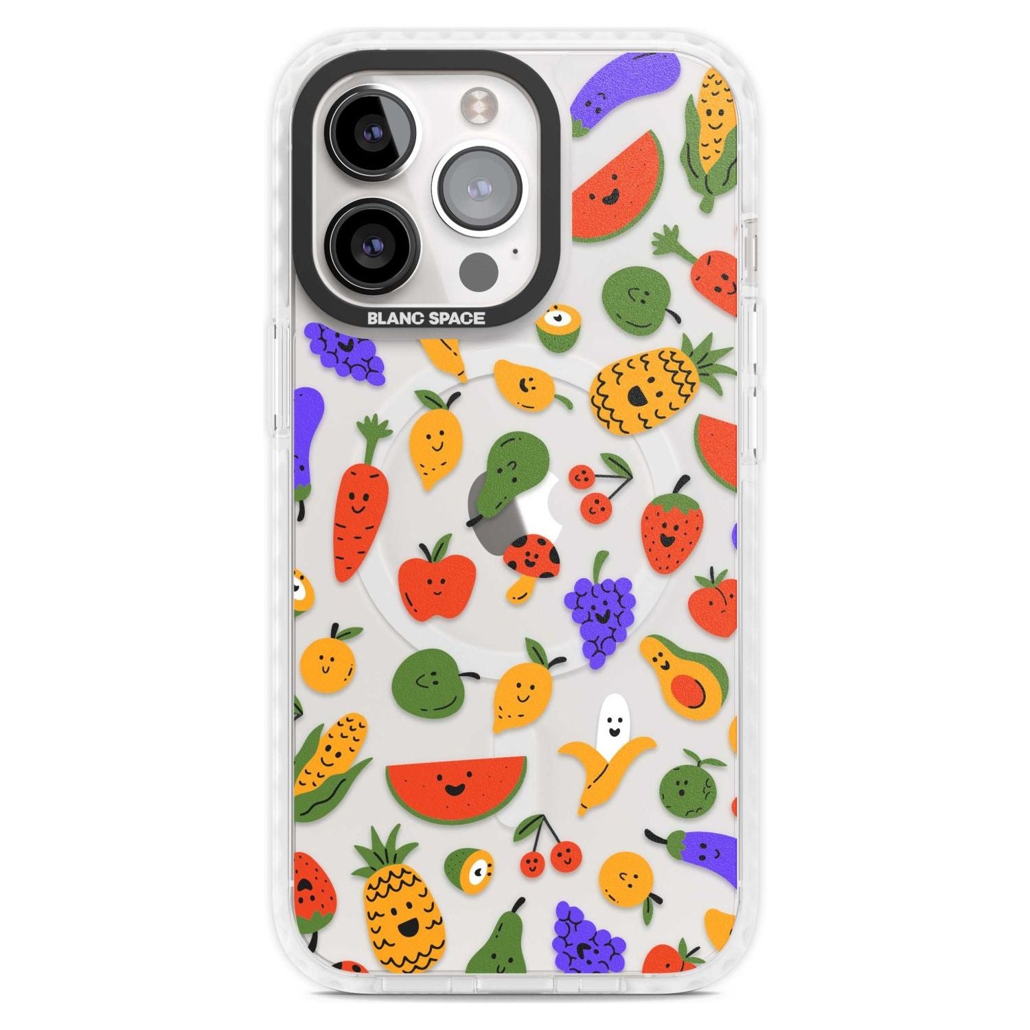 Mixed Kawaii Food Icons - Clear Phone Case iPhone 15 Pro Max / Magsafe Impact Case,iPhone 15 Pro / Magsafe Impact Case Blanc Space