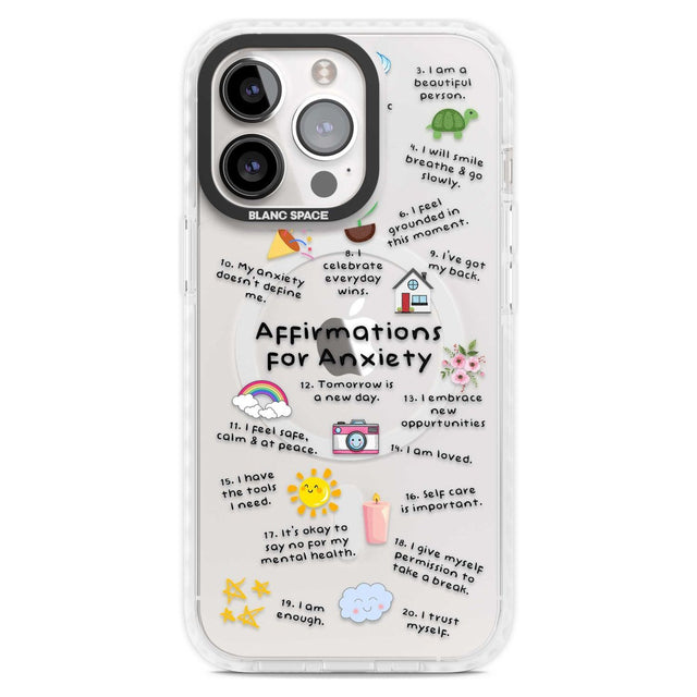 Anxiety Black Text Phone Case iPhone 15 Pro Max / Magsafe Impact Case,iPhone 15 Pro / Magsafe Impact Case Blanc Space