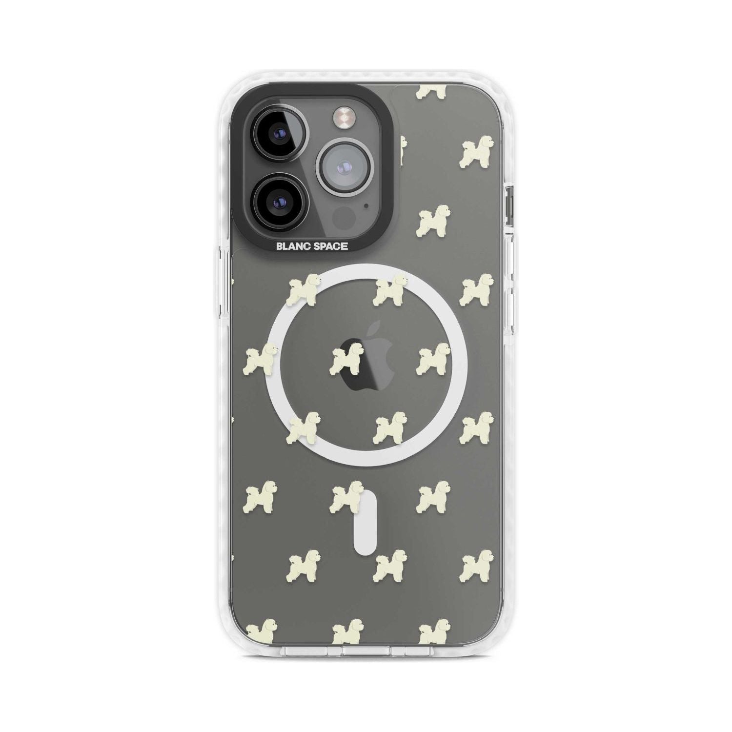 Bichon Frise Dog Pattern Clear Phone Case iPhone 15 Pro Max / Magsafe Impact Case,iPhone 15 Pro / Magsafe Impact Case Blanc Space