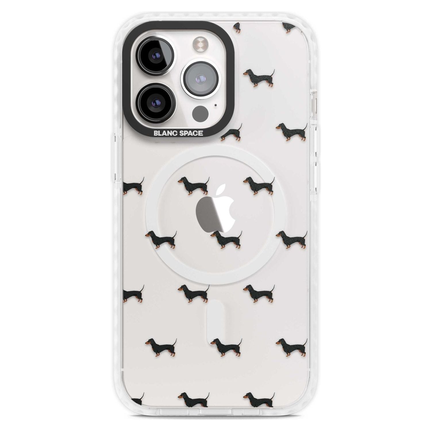 Dachshund Dog Pattern Clear Phone Case iPhone 15 Pro Max / Magsafe Impact Case,iPhone 15 Pro / Magsafe Impact Case Blanc Space