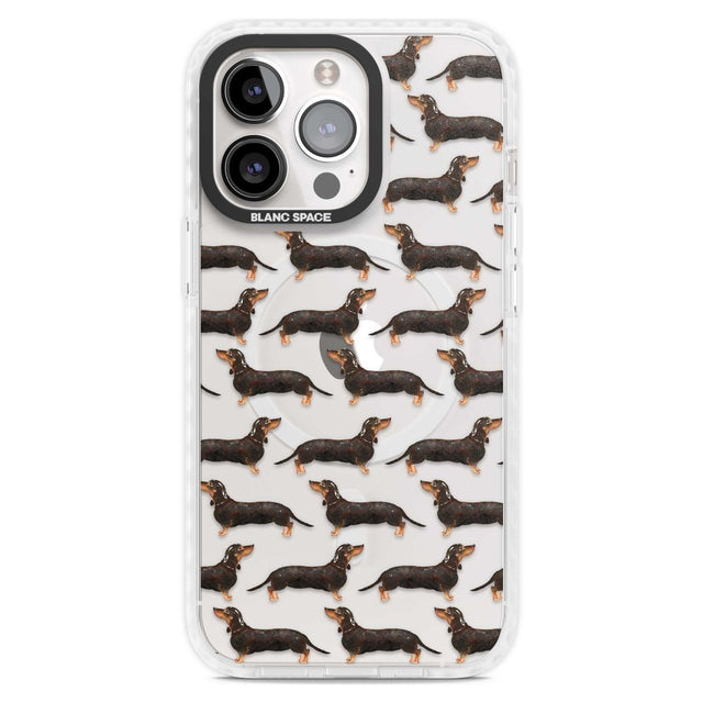 Dachshund (Black & Tan) Watercolour Dog Pattern Phone Case iPhone 15 Pro Max / Magsafe Impact Case,iPhone 15 Pro / Magsafe Impact Case Blanc Space