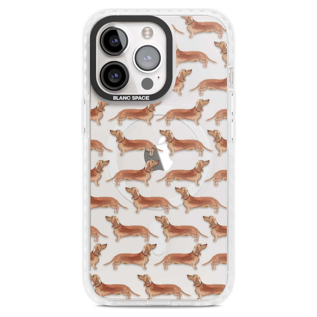Dachshund (Red) Watercolour Dog Pattern Phone Case iPhone 15 Pro Max / Magsafe Impact Case,iPhone 15 Pro / Magsafe Impact Case Blanc Space