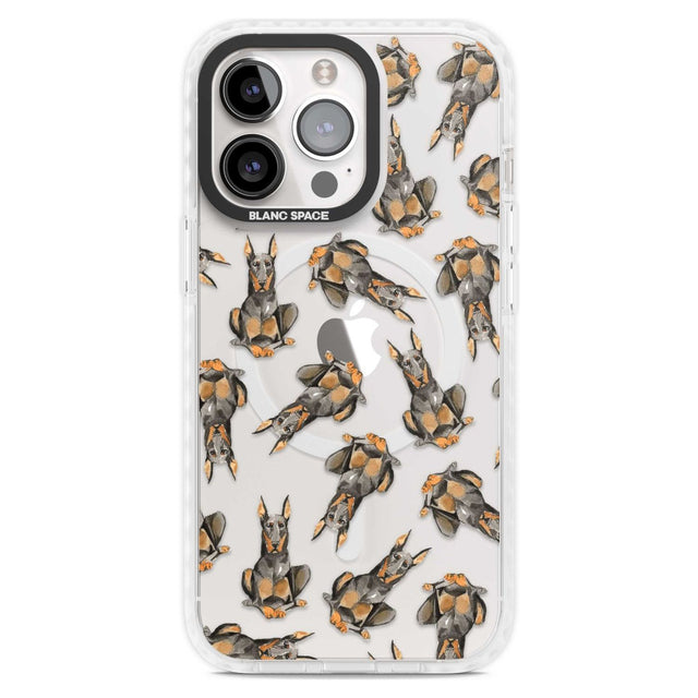 Doberman Watercolour Dog Pattern Phone Case iPhone 15 Pro Max / Magsafe Impact Case,iPhone 15 Pro / Magsafe Impact Case Blanc Space