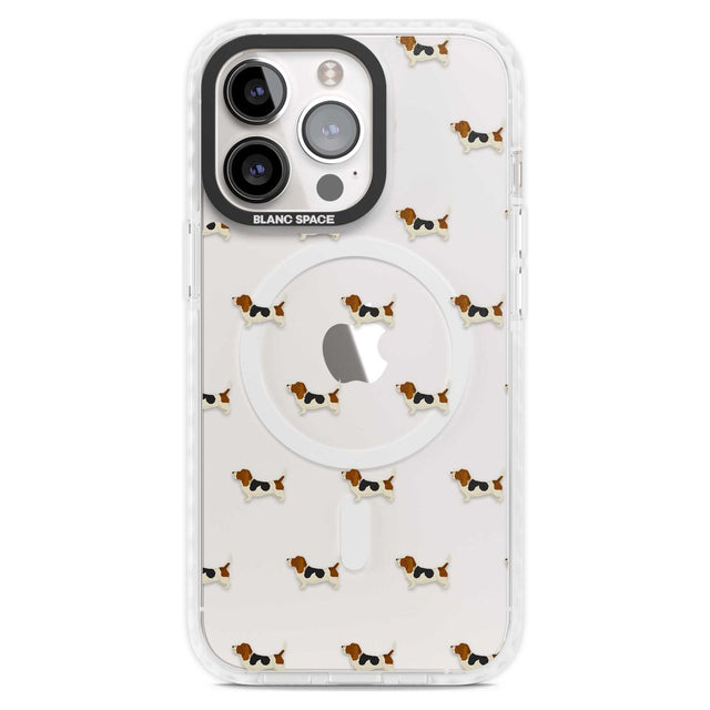 Basset Hound Dog Pattern Clear Phone Case iPhone 15 Pro Max / Magsafe Impact Case,iPhone 15 Pro / Magsafe Impact Case Blanc Space
