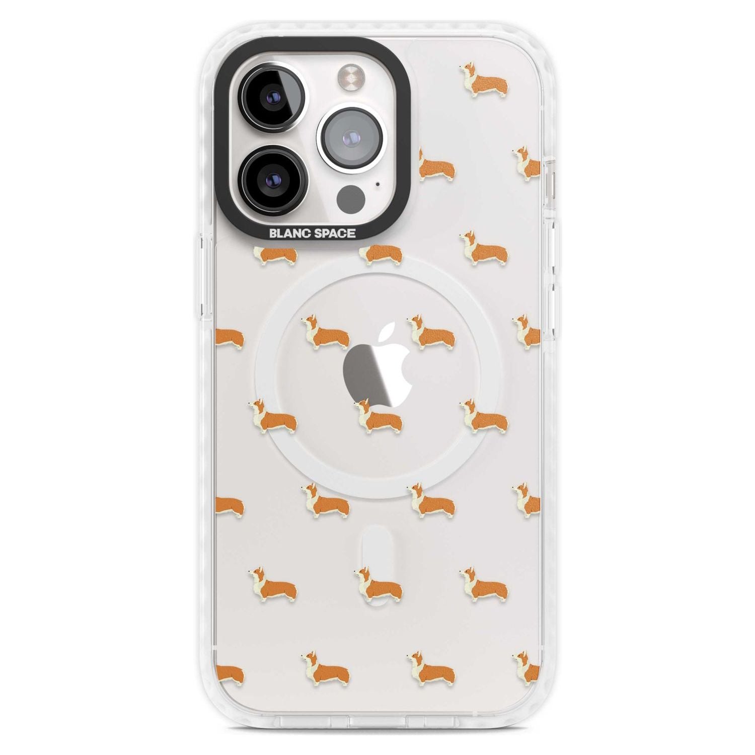 Pembroke Welsh Corgi Dog Pattern Clear Phone Case iPhone 15 Pro Max / Magsafe Impact Case,iPhone 15 Pro / Magsafe Impact Case Blanc Space