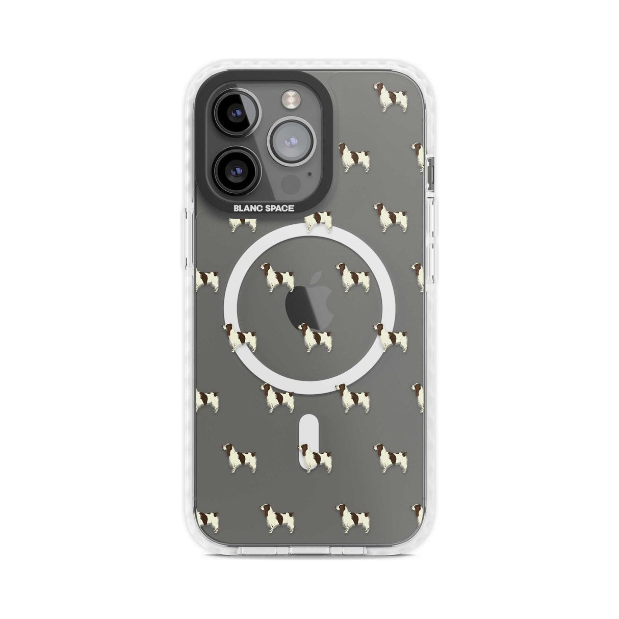 English Springer Spaniel Dog Pattern Clear Phone Case iPhone 15 Pro Max / Magsafe Impact Case,iPhone 15 Pro / Magsafe Impact Case Blanc Space