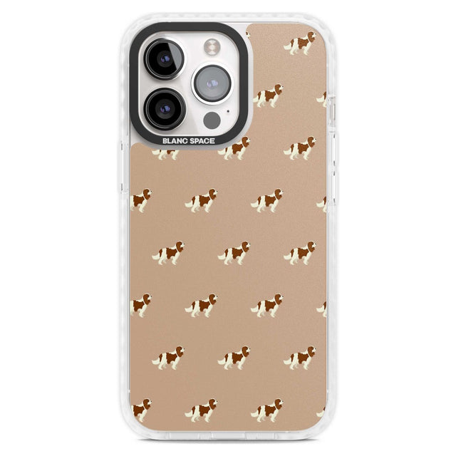 Cavalier King Charles Spaniel Pattern Phone Case iPhone 15 Pro Max / Magsafe Impact Case,iPhone 15 Pro / Magsafe Impact Case Blanc Space