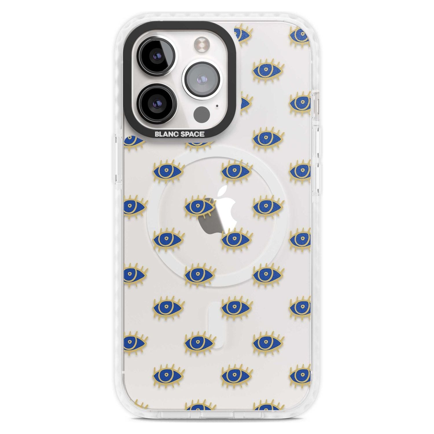 Gold Eyes (Clear) Psychedelic Eyes Pattern Phone Case iPhone 15 Pro Max / Magsafe Impact Case,iPhone 15 Pro / Magsafe Impact Case Blanc Space