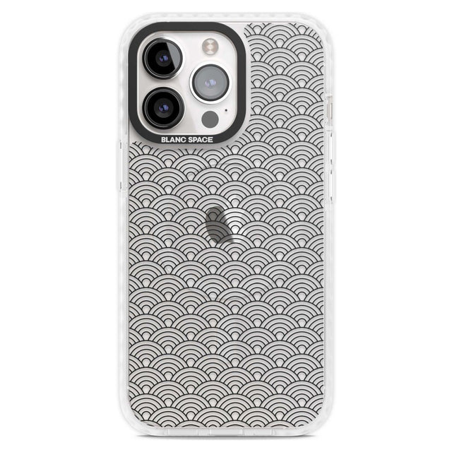 Abstract Lines: Scalloped Pattern Phone Case iPhone 15 Pro Max / Magsafe Impact Case,iPhone 15 Pro / Magsafe Impact Case Blanc Space