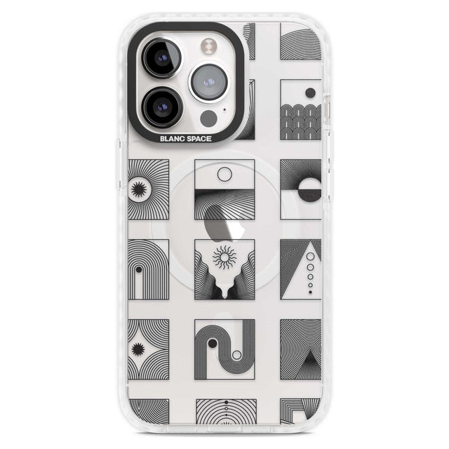 Abstract Lines: Mixed Pattern #2 Phone Case iPhone 15 Pro Max / Magsafe Impact Case,iPhone 15 Pro / Magsafe Impact Case Blanc Space