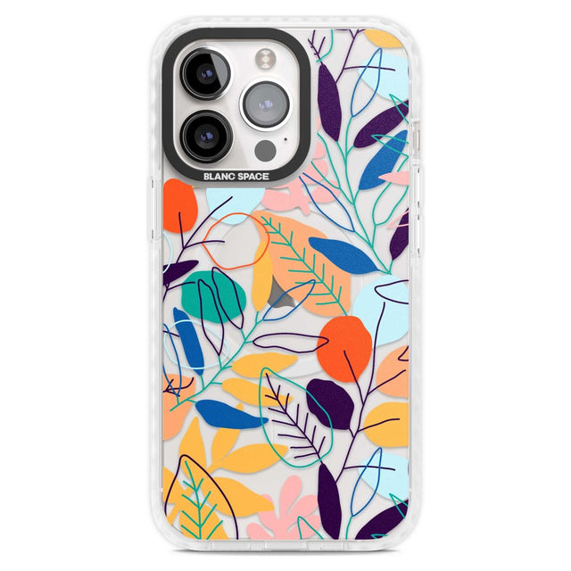 Abstract Line Drawn Leaves Phone Case iPhone 15 Pro Max / Magsafe Impact Case,iPhone 15 Pro / Magsafe Impact Case Blanc Space
