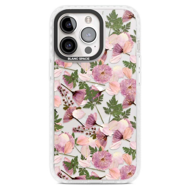 Leafy Floral Pattern Transparent Design Phone Case iPhone 15 Pro Max / Magsafe Impact Case,iPhone 15 Pro / Magsafe Impact Case Blanc Space